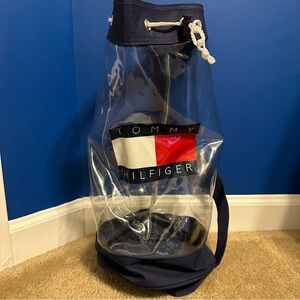 Vintage Tommy Hilfiger Clear Bag Flag Drawstring Beach 90s VTG Retro